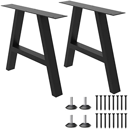 אורגרפי 16 אינץ 'רגלי ספסל מתכת טרפזית שחורה | רגלי שולחן כבד ריהוט רגליים לספסל | עם ברגים ו